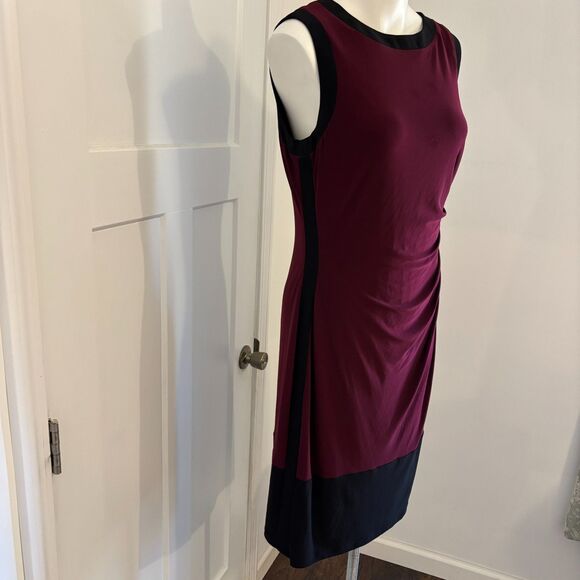 Lauren Ralph Lauren size 12 Maroon Ruched Preppy New England Cocktail Dress - Picture 3 of 10
